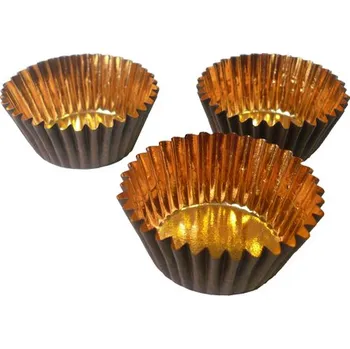 Jednorázové nádobí Košíček papírový prům. 25, v.18mm (hnědý uvnitř zlatý) 600 ks/bal