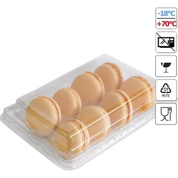 Dárková krabička Krabička plast na 8 makronek ( průhledná) 25 ks/bal
