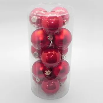 Zahradní dekorace Koule vánoční sklo 15ks/8cm červená (497588/RE)