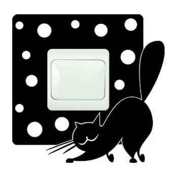 Samolepící dekorace Samolepka pod vypínač Kočka puntíky (dekorace do bytu)