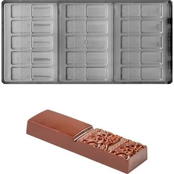 Forma na pečení Forma na čokoládovou tabulku 10g (tyčinka s dekorem) 3x5 tvarů/forma