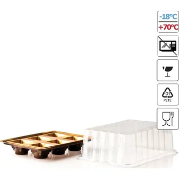 Podnos na 6 ks pohárků 22x15, v.3.2cm (zlatý) 1 ks/podnos