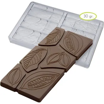 Forma na pečení Forma na čokoládovou tabulku 30g (květy a kakaový bob) 3x2 tvary/forma