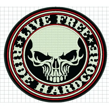 Nášivka nášivka Live free ride hardcore velikost: malá, barva: šedá