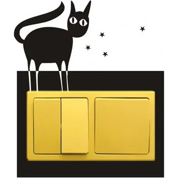 Samolepící dekorace Samolepka pod vypínač Kočka (dvojrámeček) (samolepka na zeď)