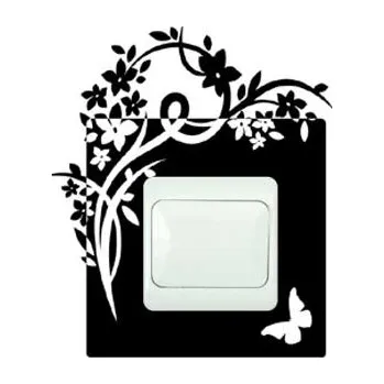 Samolepící dekorace Samolepka pod vypínač Květina s motýly 2 (dekorace do bytu)