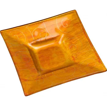 Svícen Skleněný svícen DUNE jantarový 03 - spirály