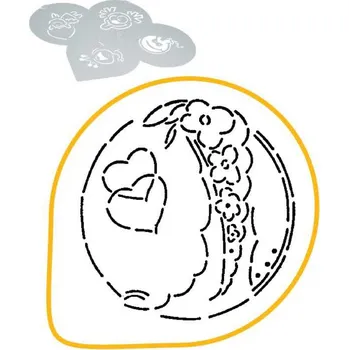 Šablona na dekoraci (srdce a květy, kruh) prům. 26cm, plast