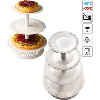 Stojan na dorty plast, 4 patra od 25-40cm patro: krajková podložka