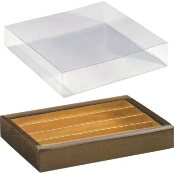 Dárková krabička Krabička+rozdělovač v.25mm+obal plast 215x145, (kůže hnědá) 10 ks/bal
