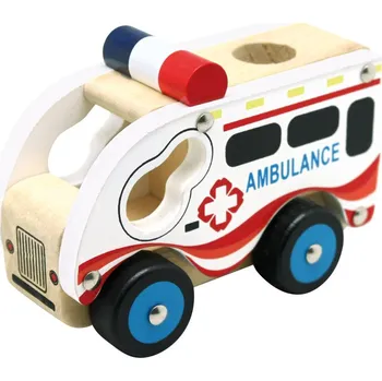 Bino Dřevěné auto ambulance autíčko Bino Dřevěné auto ambulance
