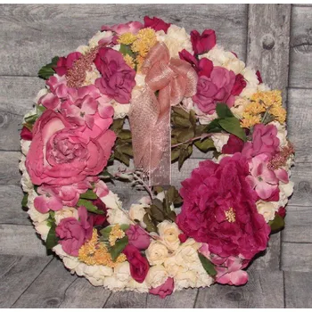 Věnec Věnec na dveře pivoňky růže BD 45