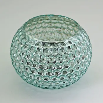 Váza Svícen sklo pr.10V7cm zelená perleťová (KL1601)