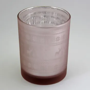 Zahradní dekorace Svícen sklo pr.7,3V8cm stříbrná/růžová (1652414)