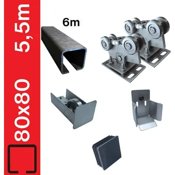 Sestava spodního vedení pro brány do 5,5m, FE, 80x80 mm