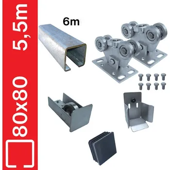 Sestava spodního vedení pro brány do 5,5m, Zn, 80x80 mm, BP