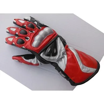 Moto rukavice TO-217 červené kožené moto rukavice TORO S