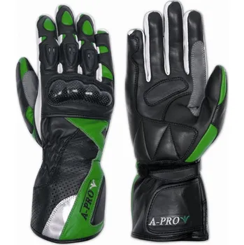 Moto rukavice GINGER - dámské zelené kožené moto rukavice GUD-GIVE A-Pro XS