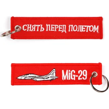 Přívěsek na klíče Fostex Remove before flight MIG 29 - červený