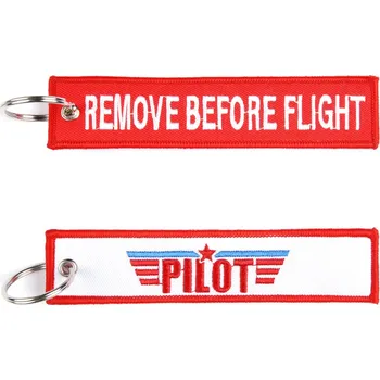Přívěsek na klíče Fostex Remove before flight Pilot - červený-bílý