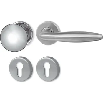 Dveřní kování Dveřní kování METAL EXTRA ME 14 LIGHT s koulí a rozetou (Odlehčená masivní dveřní klika METAL EXTRA ME 14 LIGHT s koulí a kulatou rozetou, z nerez oceli DIN 1.4301, s matným povrchem, vhodná pro interiér i exteriér, pro dozický (obyčejný) nebo cylindrický