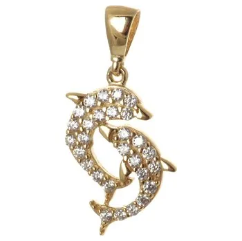 Přívěsek Přívěšek ze žlutého zlata delfínci ZZ0258F+ DÁREK ZDARMA
