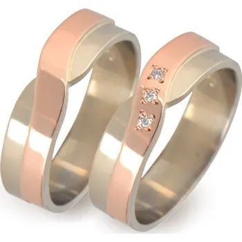 Prsten Snubní prsteny z bílého a červeného zlata 0055 + DÁREK ZDARMA