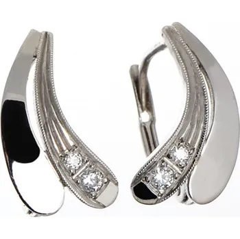 Náušnice Náušnice z bílého zlata se zirkony 0085 + DÁREK ZDARMA