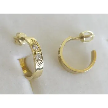 Náušnice Zlaté náušnice kroužky se zirkony 0008 + DÁREK ZDARMA