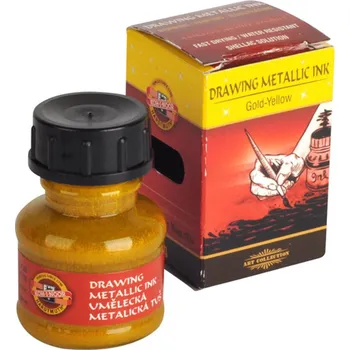 Výtvarná barva Zlatožlutá metalická umělecká tuš Koh-I-Noor 20 g 2210, 2211