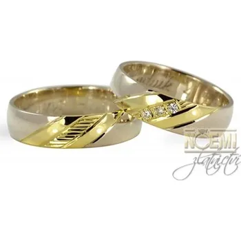 Prsten Zlaté snubní prsteny dvoubarevné 0026 + DÁREK ZDARMA