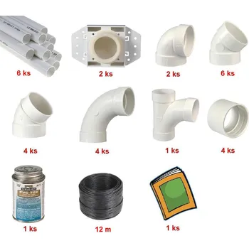 Instalační sada pro potrubní rozvod s přípravou pro 2 hadicové vstupy a 9 m potrubního rozvodu