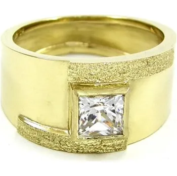 Prsten Masivní zlatý prsten se zirkonem 0010 + DÁREK ZDARMA