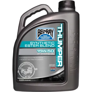 Motorový olej Olej BEL-RAY THUMPER 15W-50 RACING SYNTHETIC ESTER BLEND 4T ENGINE OIL balení 4 litry