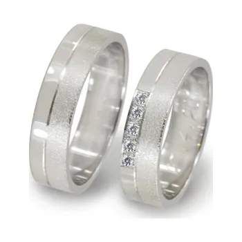 Prsten Snubní prsteny z bílého zlata 0114 + DÁREK ZDARMA