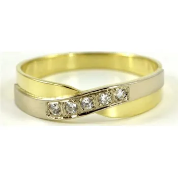 Prsten Prsten žluto-bílý se zirkony 0031 + DÁREK ZDARMA