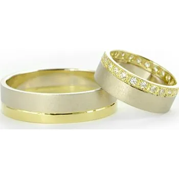 Prsten Snubní prsteny zlaté se zirkony 1068 + DÁREK ZDARMA