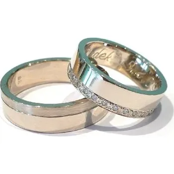 Prsten Zlaté snubní prsteny s zirkony/brilianty 0041 + DÁREK ZDARMA