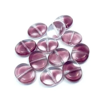 Dětské navlékací korálky Skleněný korálek - placatý oválek (12 ks)