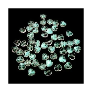 Dětské navlékací korálky Skleněný korálek - srdíčko (52 ks)