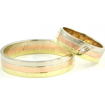 Prsten Snubní prsteny zlaté 0064 trojbarevné + DÁREK ZDARMA