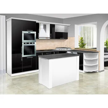 Kuchyňská linka Nabytekmorava Moderní kuchyňská linka CARMEN vysoký lesk D barva kuchyně: bílá/černá lesk, příplatky: navíc pracovní deska+těsnící lišta+koncovky