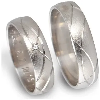 Prsten Snubní prsteny bílé zlato 0123 + DÁREK ZDARMA