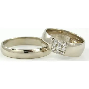 Prsten Snubní prsteny z bílého zlata 0075 + DÁREK ZDARMA