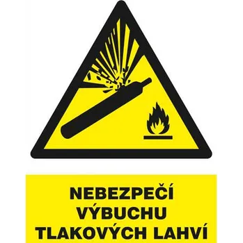 Výstražná páska Pozor tlakové lahve - žlutá tabulka plast A4 MAGG 120195