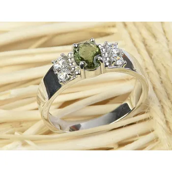 Prsten Vltavín prsten ovál 7 x 5mm se zirkony standard brus Ag 925/1000 + Rh