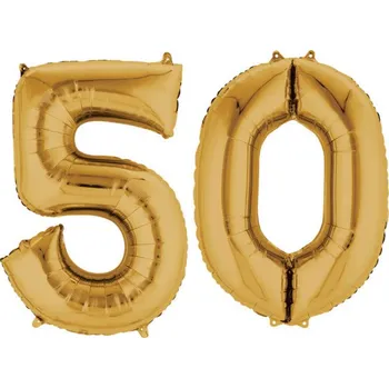 Balónek Amscan fóliové číslo 50 zlaté 86 cm