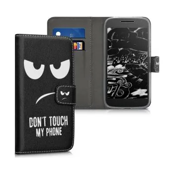 Pouzdro na mobilní telefon Flipové pouzdro s designem don't touch my phone pro Lenovo Moto G4 Play - bílá