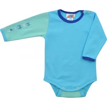 Dětská móda tyrkysové bavlněné body Happy monkey