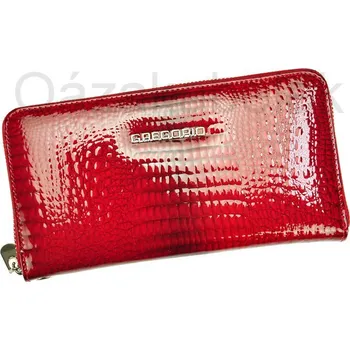 Peněženka Lesklá celozipová kožená červená peněženka Gregorio GF119